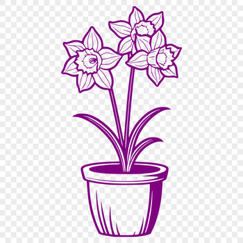 Daffodil flower in a simple pot, illustrated as a vector graphic.