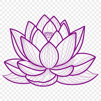 An intricately designed outline of a lotus blossom suitable for various digital applications.
