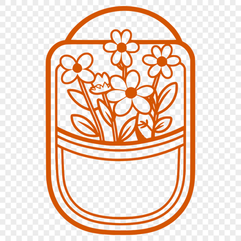 A detailed illustration of a flower-shaped pocket with intricate designs and patterns.