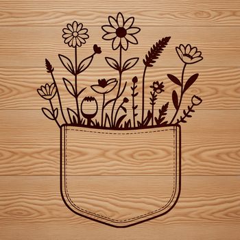 A stylized illustration of a flower pocket with intricate details, suitable for various design applications.