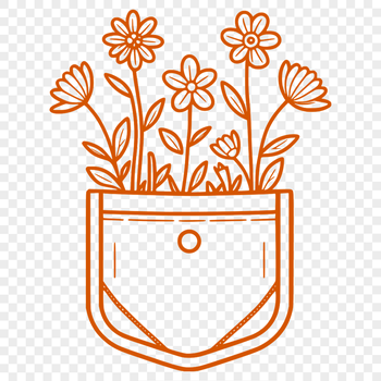 A detailed, vector floral design featuring a stylized flower pocket.