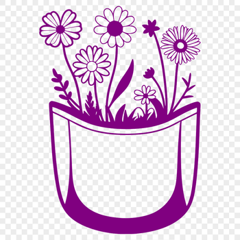 A stylized illustration of a flower-shaped pocket, designed as a vector graphic for digital use.