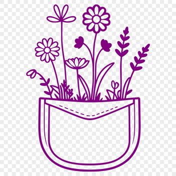A floral design featuring a stylized flower pocket, suitable for crafting and creative projects.