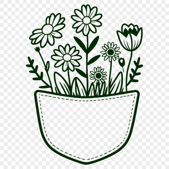 A digital illustration of a delicate flower design in a pocket shape, ideal for crafting and DIY projects.