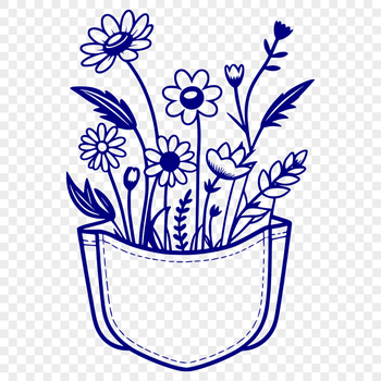 A detailed illustration of a floral pocket with intricate details.