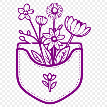 A colorful illustration of a floral pocket with intricate details.