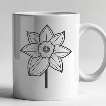 A white and yellow daffodil flower with trumpet-shaped center, against a transparent background.