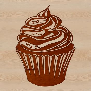 An editable vector design featuring a stylized cupcake, ideal for customizing in graphics software.