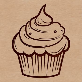 A colorful cupcake with frosting and sprinkles, ideal for food illustrations and vector designs.