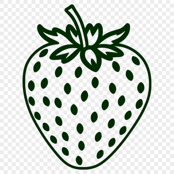 A digital illustration of a ripe strawberry, suitable for use in various design projects.
