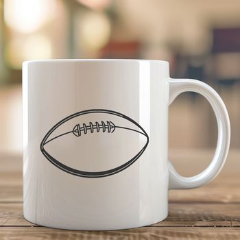 A stylized illustration of an American football with laces, suitable for vector art and clip art.
