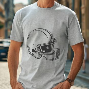 A digital illustration of a football helmet, representing the sport of American football.