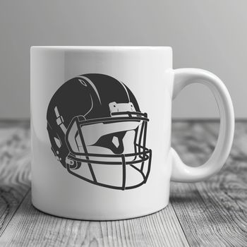 A detailed illustration of a football helmet worn by an American football player.