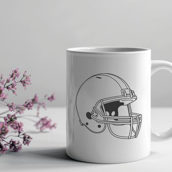 A detailed illustration of an American Football with a football helmet, suitable for vector art designs.