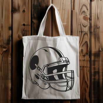 A simple illustration of an American football with a helmet.