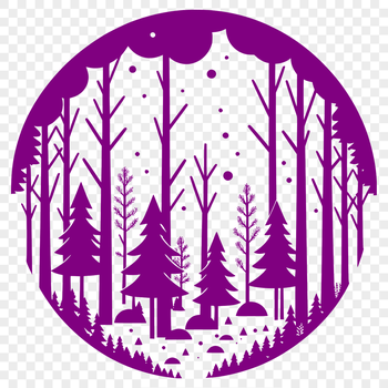 A dense forest with trees in various stages of growth, suitable for vector design and cutting machine projects.