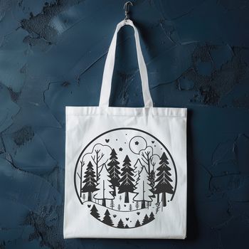 A detailed illustration of a forest landscape featuring various trees and foliage in a vector format.