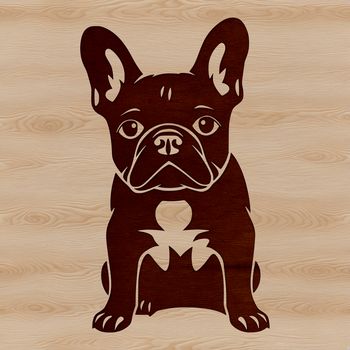 A sitting French Bulldog with distinctive wrinkled skin and a flat face, suitable as vector art for design projects.
