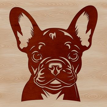 An isolated image of a French Bulldog in simple, bold lines, ideal for cutting machine templates.