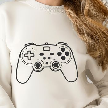 An electronic device with directional pad and shoulder triggers, commonly used in video gaming.