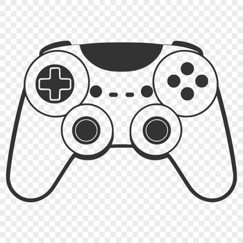 An illustration of a standard video game controller layout, designed as vector art for use in graphic design projects.
