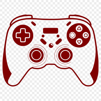 Vector illustration of a video game controller with buttons and joysticks.