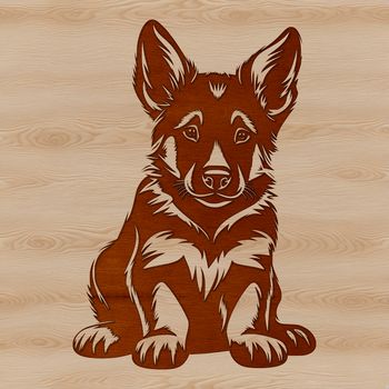 A detailed illustration of a German Shepherd dog's head, suitable for vector graphics and cutting machine designs.