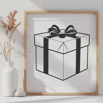 A digital representation of a simple gift box in vector format.