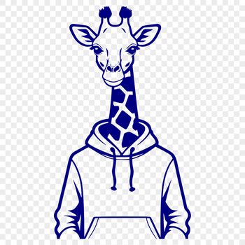 A realistic illustration of a giraffe standing in a natural habitat.
