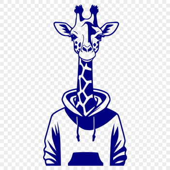 A stylized illustration of a giraffe in vector format.