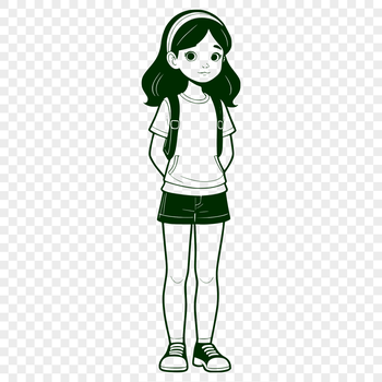 A young girl character illustrated in vector format.