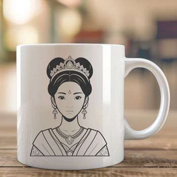 A young female character in regal attire, ideal for cutting machine projects.