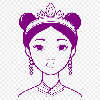 A vector illustration of a young female princess in traditional royal attire.