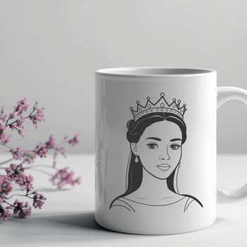 A young female character depicted in a royal attire, suitable for various design projects.