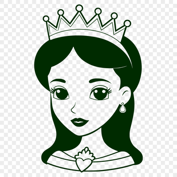A vector graphic illustration of a young female princess with royal attire.