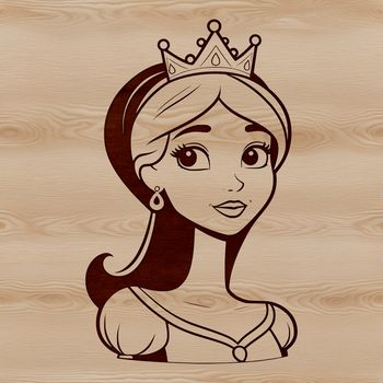 An editable vector design of a princess character suitable for various digital crafting applications.