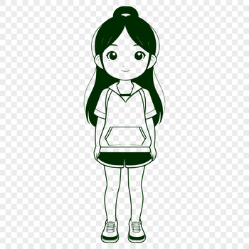 A young girl illustration created as vector art for digital designs.