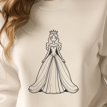 An illustration of a young female princess in a regal setting.