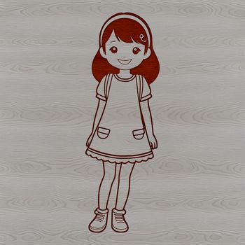 A young female figure designed as vector art for various uses.