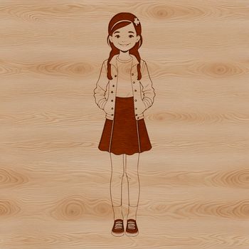 A digital illustration of a young girl in SVG format suitable for cutting machines and design software.