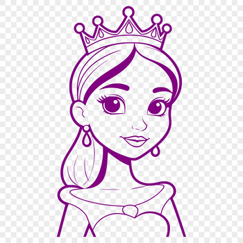 A young female character in royal attire, suitable for various digital applications.