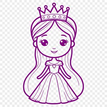 A digital illustration of a female character dressed in royal attire, suitable for use as clip art or vector design.