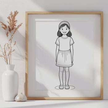 A young female figure in a simple design, suitable for vector graphics applications.