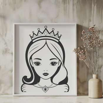 A young female princess in a traditional royal attire, designed as a vector graphic for digital use.