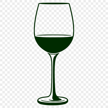 A glass containing red wine on a table, represented as a vector graphic.
