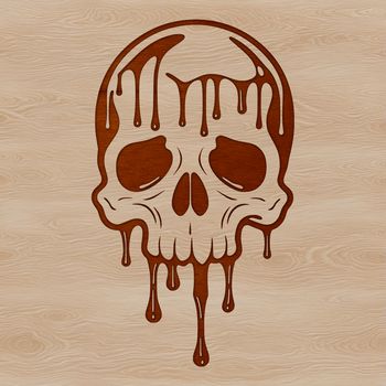 A decorative vector illustration of a dripping skull with a Gothic theme.