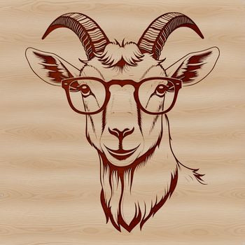 A cartoon goat wearing glasses, suitable for educational or creative projects.