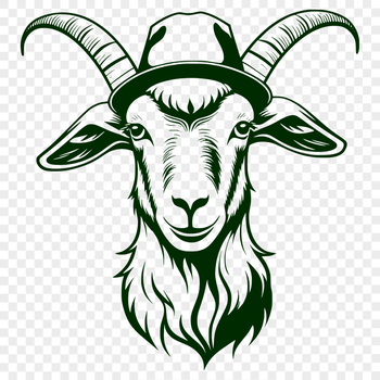 An illustration of a farm animal wearing a hat, suitable for vector art projects.