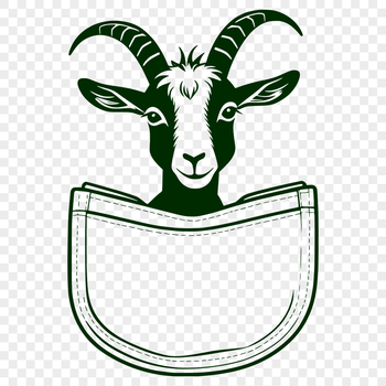 A young farm animal, a goat, is peeking out from behind a fence, suitable for use in vector designs and commercial projects.