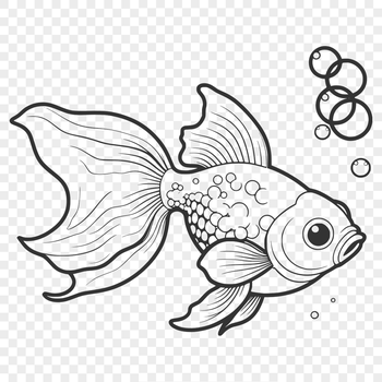 An illustration of a goldfish in a rounded bowl, suitable for vector art design.